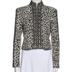 Marchesa Voyage Animal Print Embroidered Laced Evening holiday Jacket Sz 2